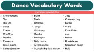 Dance Vocabulary Words - GrammarVocab