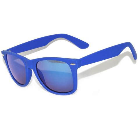 Retro Matte Frame Mirror Lens Blue Dark Plastic Sunglasses MM68DBL (One ...