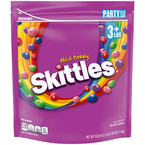 SKITTLES Resealable Wild Berry Party Size Candy Bag, 50 oz | SKITTLES®