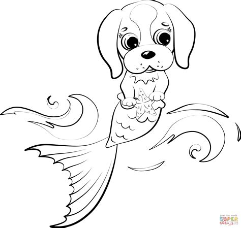 Mermaid Puppy coloring page | Free Printable Coloring Pages