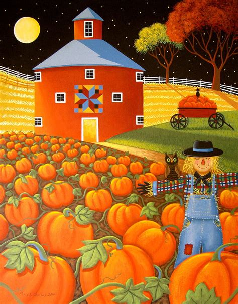 Pumpkin Harvest Painting by Mary Charles