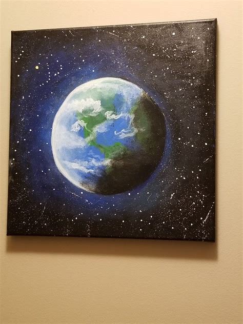 Planet Earth acrylic canvas painting | Planet painting, Canvas painting ...