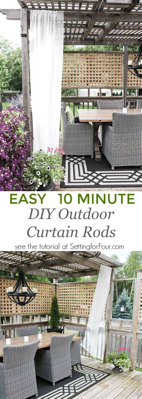 Easy DIY Outdoor Curtain Rods In 10 Minutes - Setting For Four Interiors