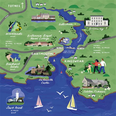 An illustrated map for the Dartmouth Higher Ferry