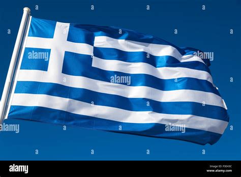 Waving Greek flag Stock Photo - Alamy