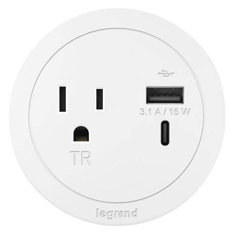 LEGRAND, 1 Outlets, Type A/Type C, Furniture Power Outlet - 56FN45 ...