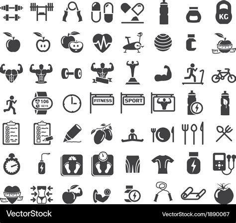 Health and fitness icons Royalty Free Vector Image