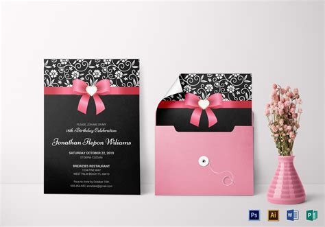 Classic Debut invitation Card Design Template in Word, PSD, Publisher ...