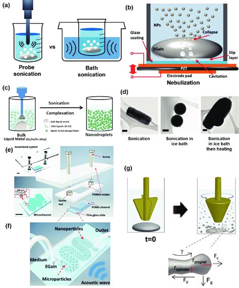 A schematic of sonication methods to prepare LM particles: a) probe ...