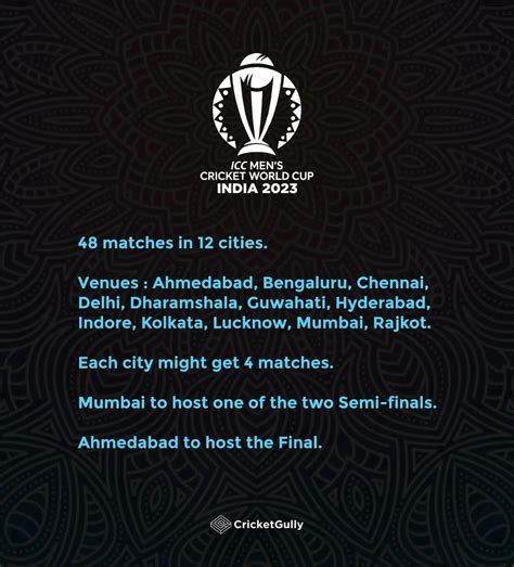 ICC Men's World Cup 2023 venues : r/Cricket