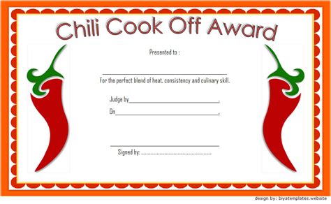 Chili Cook Off Certificate Templates [10+ NEW DESIGNS FREE DOWNLOAD ...