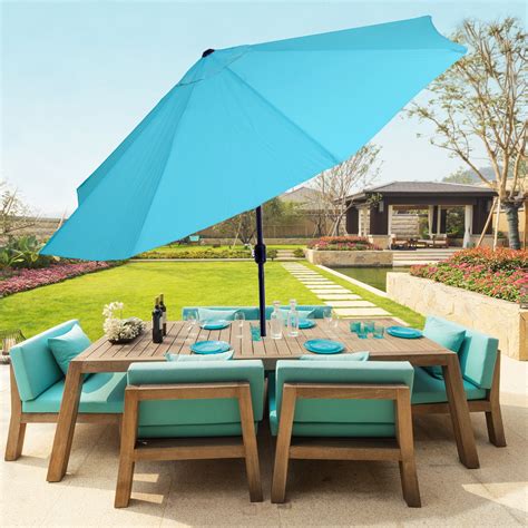 Patio Umbrella, Shade with Easy Crank and Auto Tilt Outdoor Table ...