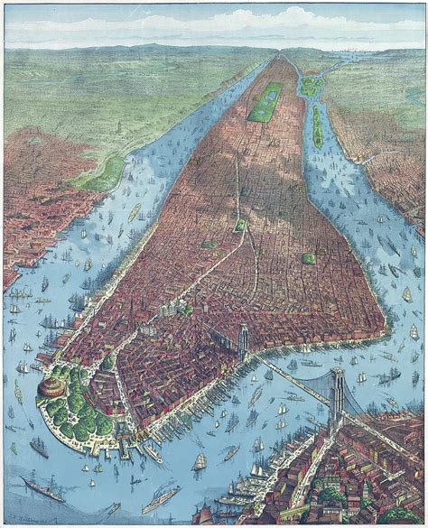 Old Map Aerial View Of New York City 1879 Photograph by Dusty Maps - Pixels