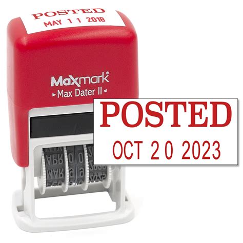 MaxMark Self-Inking Rubber Date Office Stamp with POSTED Phrase & Date ...