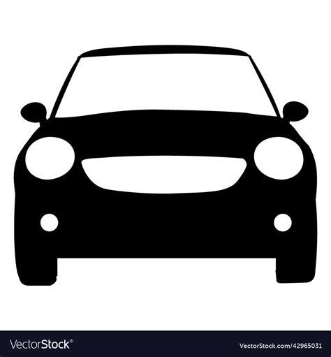 City car front view silhouette Royalty Free Vector Image