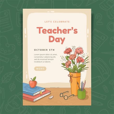 Free Vector | Hand drawn teachers' day vertical poster template