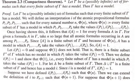 logic - Help understanding the proof of the compactness theorem ...