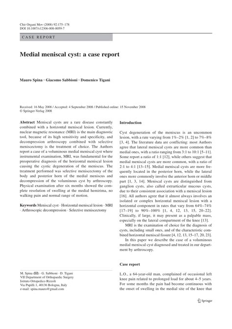 (PDF) Medial meniscal cyst: a case report