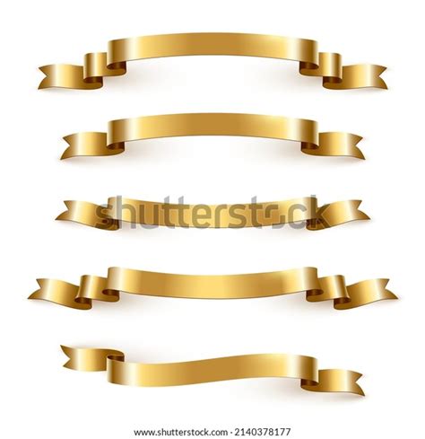 Gold Ribbon Banner Vector Illustrations Set Stock Vector (Royalty Free ...