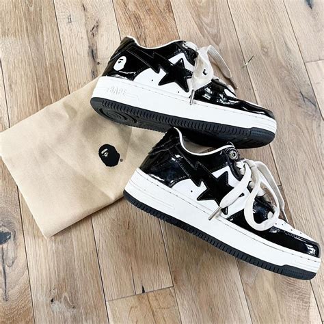 BAPE STA BAPESTAS Black & White Sneakers Sk8 price... - Depop