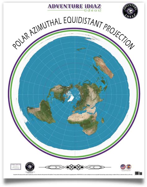 Polar Azimuthal Equidistant Projection Map of the Earth | Wide World ...