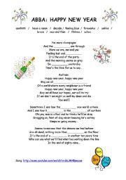 Abba: Happy New Year - ESL worksheet by julikrajcir