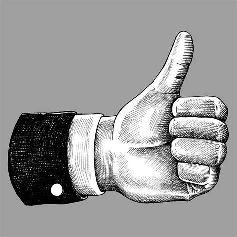 Hand drawn thumbs up hand | Premium PSD Illustration - rawpixel