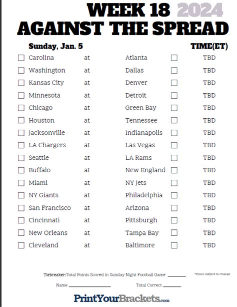 Nfl Week 18 Schedule 2024 Printable - Genny Jourdan