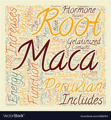 The Magical Benefits of Peruvian Maca text Vector Image