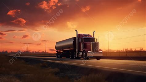 Semi Truck Sunset Wallpaper