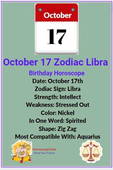 October 17 Zodiac Libra Sign Birthday Horoscope