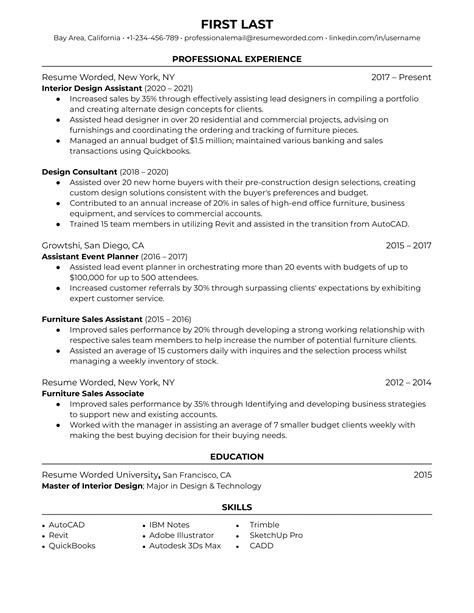 6 Interior Design Resume Examples for 2024 | Resume Worded