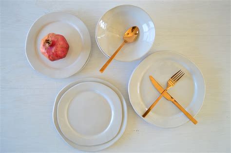 Handmade Dishes White Dinnerware SetStoneware Dinnerware