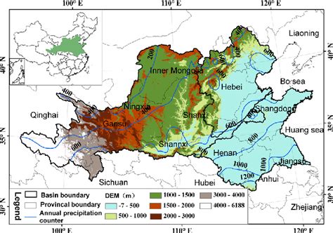 Location and topography of the Huang–Huai–Hai River basin. | Download ...