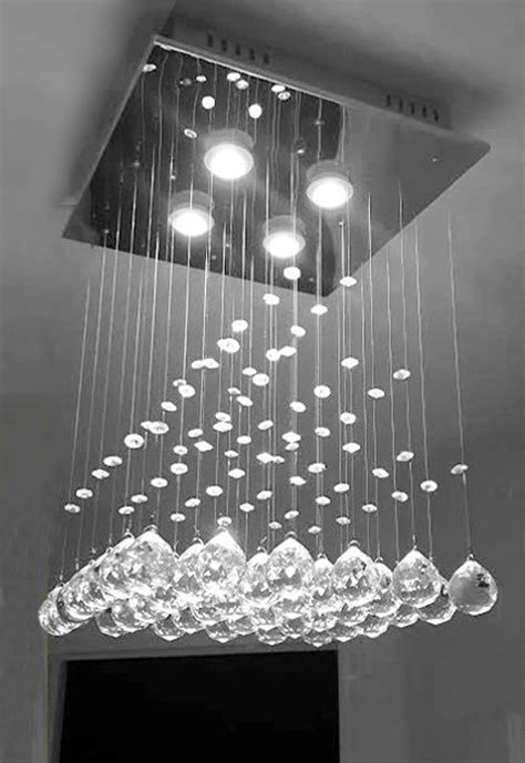 Square Raindrop Modern Crystal Chandelier Flush Mount Light Fixture ...