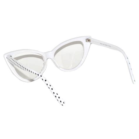 OWL ® Eyewear Wholesale Cat Eye Sunglasses White Frame Polka Dots Clear ...