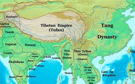 Tang Dynasty Map, China, 700 AD - Nations Online Project | Map, China ...