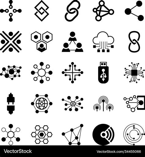 Connection symbols glyph icons Royalty Free Vector Image