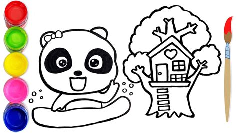 How to paint cute and beautiful 🎨 BabyBus 🐼 draw and color a beautiful ...