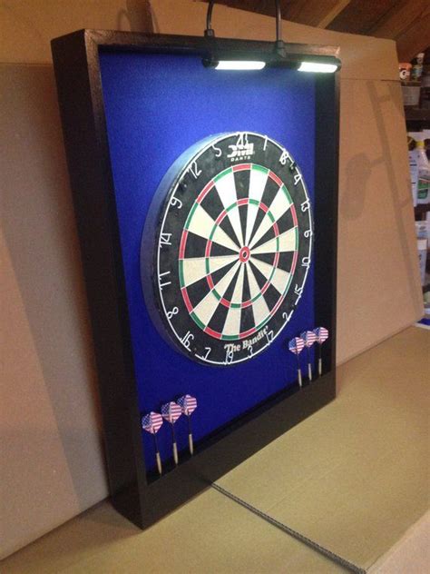 LED Lighted Royal Blue and Black Trim Custom Dart Board Backboard ...