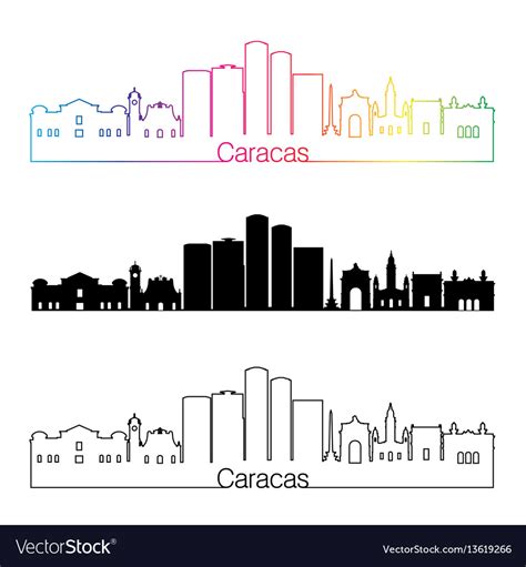 Caracas v2 skyline linear style with rainbow Vector Image