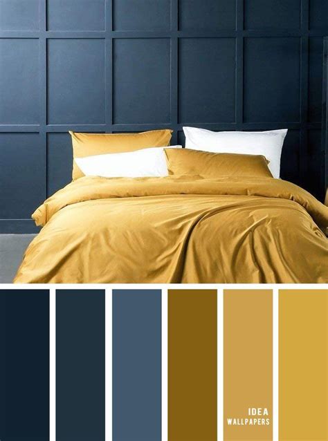 25 Best Color Schemes for Your Bedroom Navy blue and mustard bedroom ...