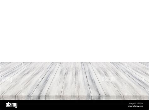 White wooden table top isolated on white background. For product ...