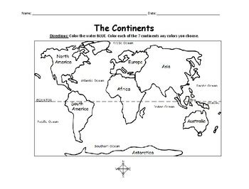 The Continents Printable Map Coloring Page by Interactive Printables