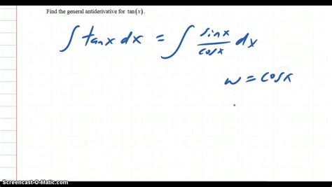 Antiderivative of tan(x) - YouTube