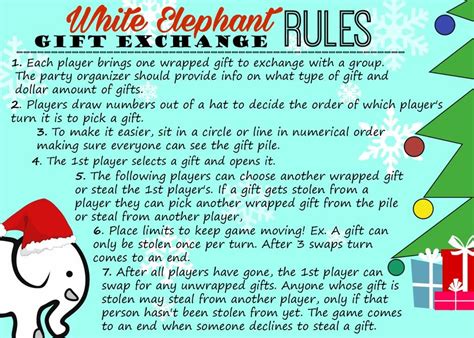 White Elephant Gift Exchange Rules | Christmas gift exchange games ...