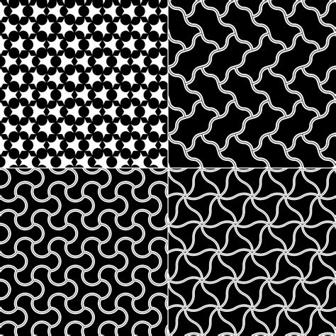 Vector geometric seamless patterns set, black and white texture. 340925 ...