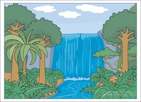 Geography Clipart-rainforest biome trees waterfall clipart