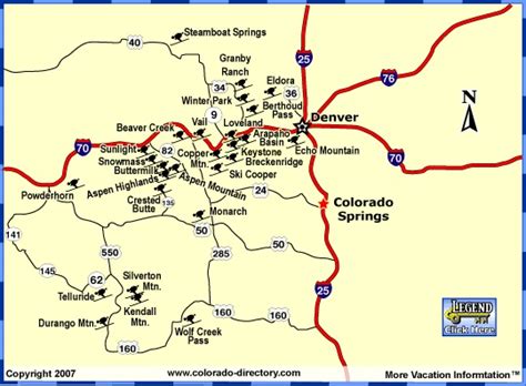 Colorado Skiing & Snowboarding Resort Map | CO Vacation Directory ...