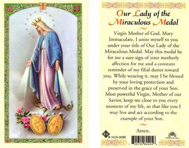 Miraculous Medal Prayer Card